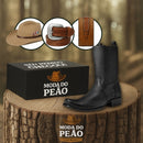 Kit Bota Maverick Masculino de Couro Legítimo + 3 BRINDES: Cinto, Chapéu e Carteira
