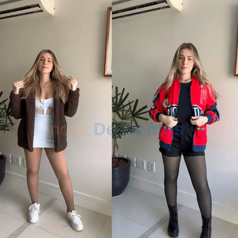 Kit 2 Meias-Calça Forrada Translúcida