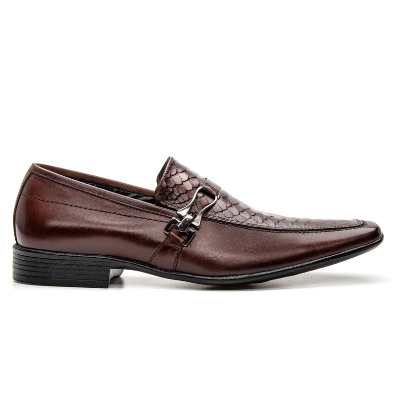 Sapato Social Vanguarda Tabaco com Textura de Cobra - 4603