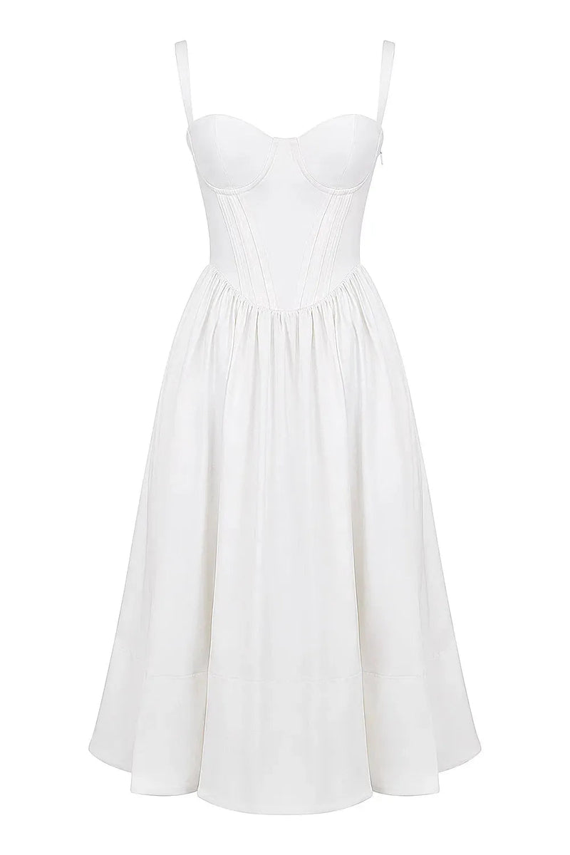 Vestido Midi Modelador Branco - Modelo Aghata