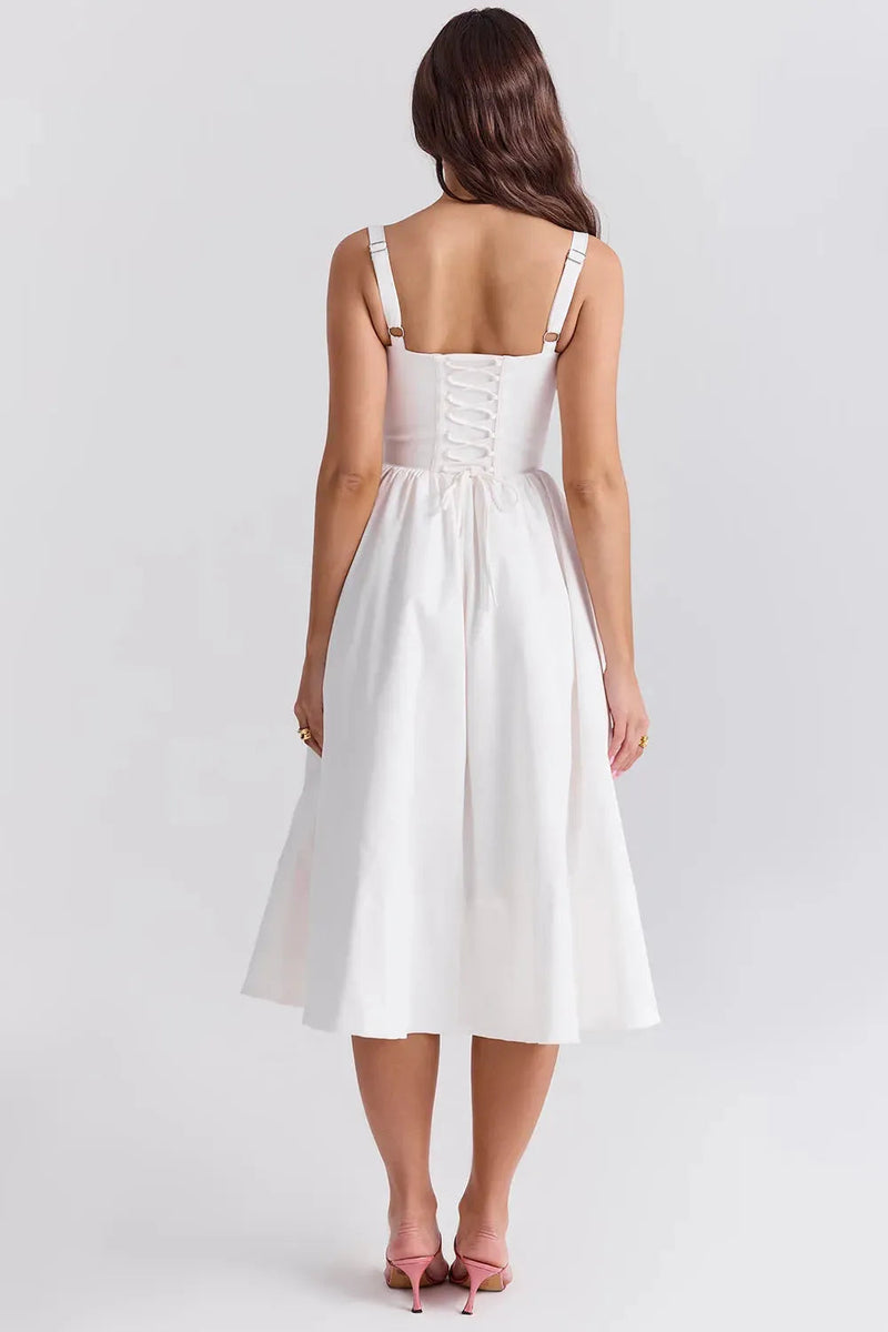 Vestido Midi Modelador Branco - Modelo Aghata