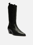 Bota Preta Couro Cano Médio Western